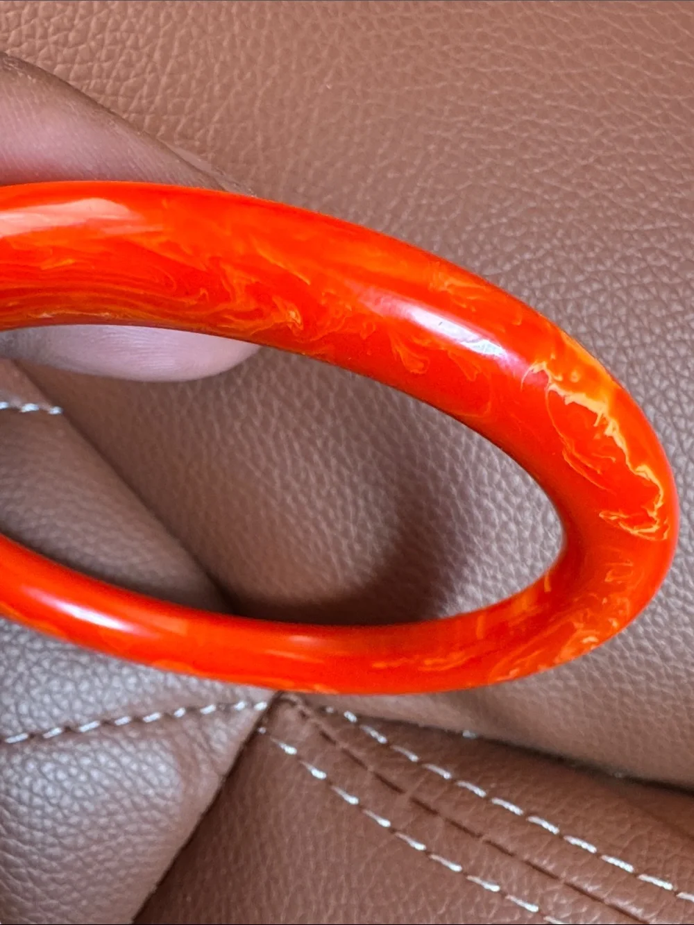 Red Orange Marbled Bakelite Cuff Bracelet